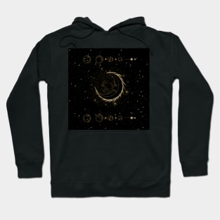 Elegant golden moon with stars Hoodie